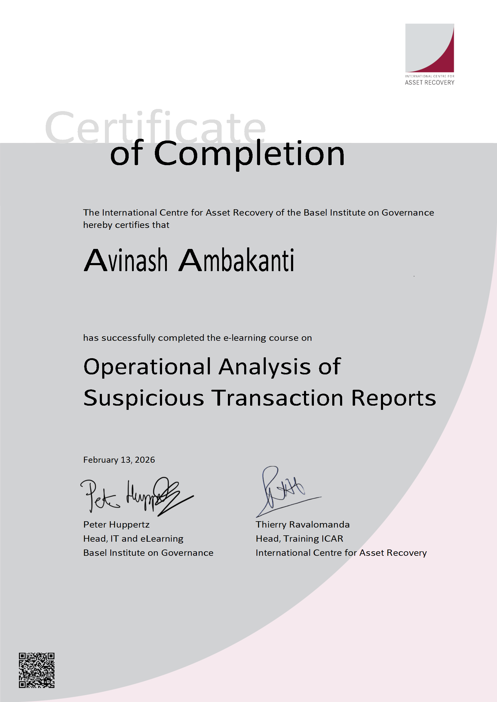 STR Analysis Certificate